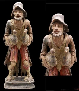 VENDEUR D'OIES bois XVIII ème  / bois sculpté - Imagen 1 de 6