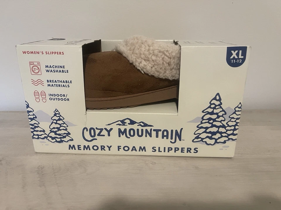 COZY MOUNTAIN Memory Foam Women's Slippers Sz M 7-8 Chestnut 551477BBPL (New)