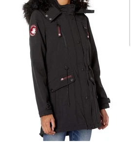 Canada Weather Gear Women’s Soft Shell Lightweight Jacket Removable Hood - Black - Picture 1 of 24