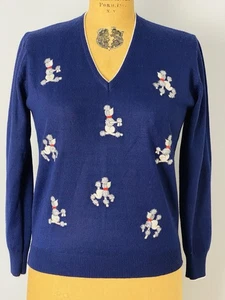Vintage Rochelle California Novelty Print Poodle Sweater Womens Size Large - Picture 1 of 13