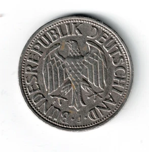 1 Mark BRD 1954 in sehr guter Erhaltung m.Stempeldrehung Prägestätte J (in Folie - Bild 1 von 4