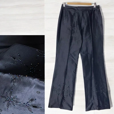 Magaschoni бисером шелк черный прямой стиль ноги брюки  - Изображение 1 из 4