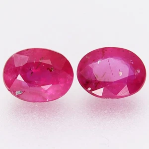Pair 2pcs/0.57ct t.w 4x3.1mm Oval Natural Heated Pink Ruby, Madagascar - Picture 1 of 4