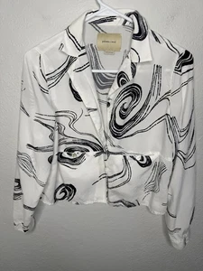 Camisa de Lana Paloma Mujer Pequeña Patrón de Remolino Abotonada España Algodón Orgánico - Imagen 1 de 9