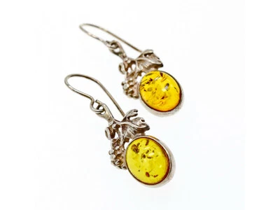 Vintage 925 Sterling Silver Amber Earrings - Image 1 of 4