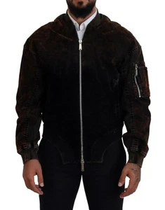 DSQUARED2 Men Brown Bomber Cotton Blend Solid Casual Full Zip Jacket Size IT 48 - Picture 1 of 6