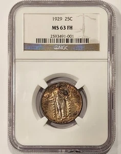 1929 25C Standing Liberty Quarter SLQ NGC MS63 FH Richly Toned Silver US Coin - Picture 1 of 4