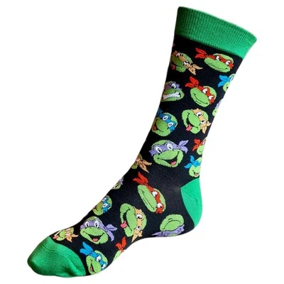 SOCK SHACK Teenage Mutant Ninja Turtles Faces Black Mens Socks 6-10 UK /39-44 Eur/ 7-11 US