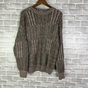 Nomadic Traders Uruguay Pure Wool Neutral Tan Cable Knit Sweater Mens Large - Picture 1 of 7