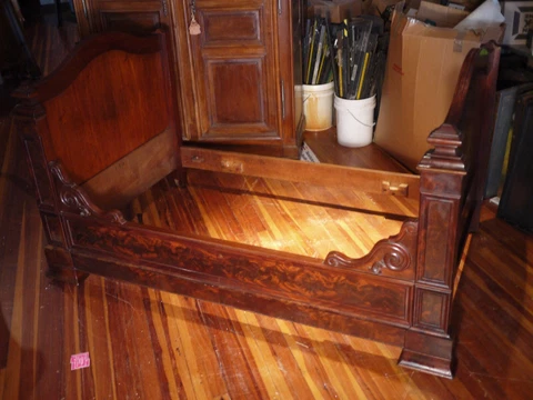 Lovely Walnut Antique Bed, Day Bed, Alcove Bed, French, Louis Philippe, 1800s Cover