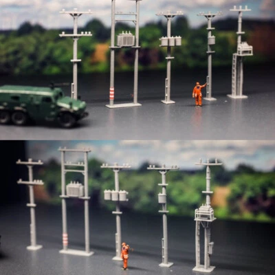 1/87 Accessories Railroad Layout Pole Kit Diorama Power Building Model Scene - Image 1 of 4