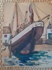 peinture ancienne bateau port bretagne cachet d'atelier