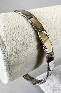 Vintage TAXCO Sterling Bangle Bracelet - Wrapped Rope Design - 8.0" 16.8g - Picture 1 of 3