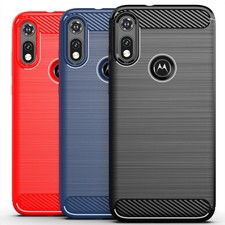 For Motorola Moto E (2020) Shockproof Ultra Slim Carbon Fiber TPU Case Cover