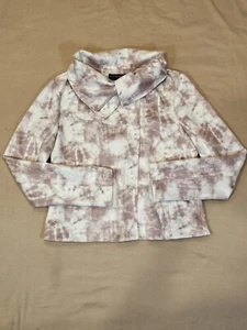 Bagatelle Tie Dye Asymmetrical Zip Faux Suede Moto Jacket Pink & White Medium - Picture 1 of 11