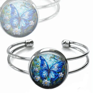 PULSERA de plata de vidrieras sintéticas mariposa artesanal regalo de cumpleaños - Imagen 1 de 3