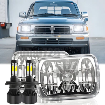 Par de faros LED 7x6" H4 Hi-Lo para camioneta Toyota Hilux 1988-1997 1982-1995 Foto 1 de 4