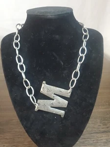 Art By Amy "M" Monogram Silvertone Choker necklace - size One Size - Picture 1 of 6