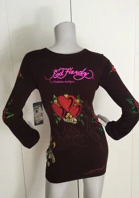 Ed Hardy By Christian Audigier Phinestone Love Kills Slowly Slim Dress Size S - image 1 of 4
