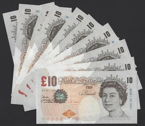 Banconota Cleland Darwin 10 sterline £ 10 ultima emissione cartacea Unc da Consec run B411 - Foto 1 di 2