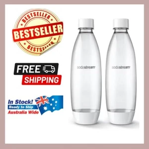 2 Pack 1L SodaStream Fuse White Bottles Dishwasher Safe Carbonating Sparkling - Picture 1 of 2