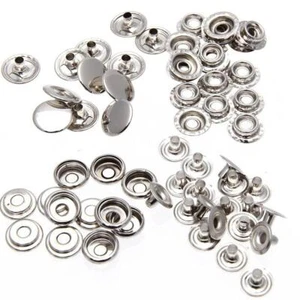 10 20 100 Snap Button Press Studs Fasteners 15mm Silver Popper Buttons Leather - Picture 1 of 10