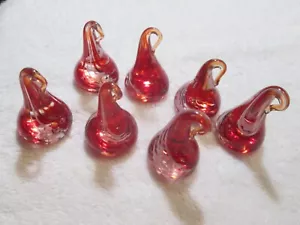 7 Handmade Red Glass Ring Holder Chocolate Drop Paper Weight - Picture 1 of 6