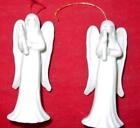 (2) Vintage Flavia Weedn Porcelain ANGELS with Harps Christmas Ornaments - 1985