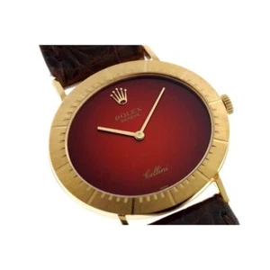 ROLEX Cellini Oval 4083 Hand Winding Cal.1601 Red Gradient Dial Yellow Gold Mens - Picture 1 of 8