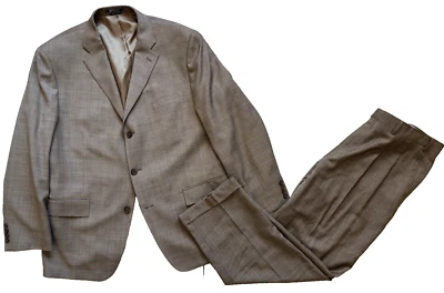 Мужские коричневые клетчатые American Living 2шт брюки костюм все сезон шерсти две кнопки 44 R - Изображение 1 из 4