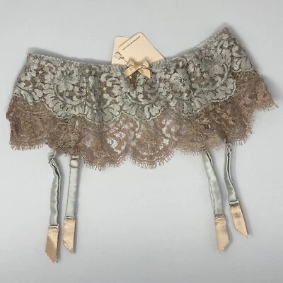 Agent Provocateur Lorelli Suspender Rose Gold Silver AP4 Large NWT $505 - Image 1 of 4