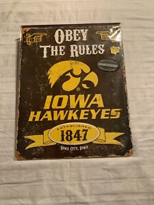 Iowa Hawkeyes NCAA Embossed Metal Wall Sign 15" x 12" Party Animals Brand New