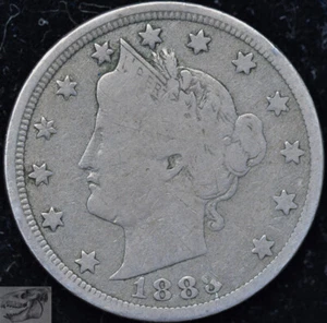 1883 With Cents, Liberty Nickel, V Nick, Very Good+ Condition, Free Ship, C5116 - Picture 1 of 2
