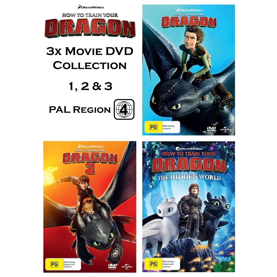 How To Train Your Dragon Trilogy DVD Collection (3-Disc) PAL Region 4 [SEALED] - Image 1 of 4