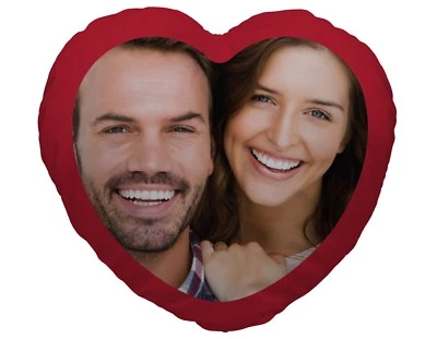 Personalised Red Rose Design Heart Shaped Cushion Valentines Day Gift Flower - Image 1 of 2