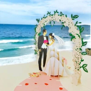Classic Ivory Wedding 3D Pop Up Card - Picture 1 of 4