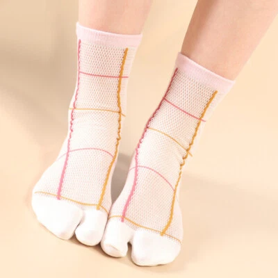 4 Pares Dama Malla Tabi Dividido Dos Punteras Calcetines Kimono Japonés Geta Verano Nuevos Foto 1 de 4