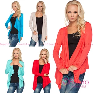 Cárdigan Blazer Cascada Damas Mangas Largas Encogimiento Bolero Plus Tallas 8 - 18 0526 - Imagen 1 de 12