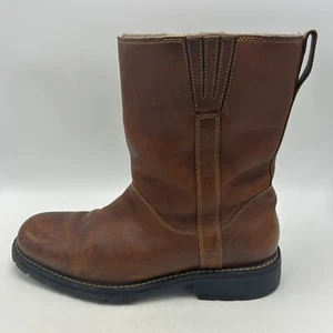 Cole Haan Boots Men 10 M Air Pull On Waterproof Brown Nubuck Leather Sherpa Read - Picture 1 of 10