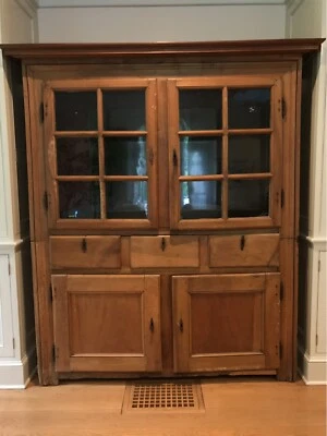 Antique Two Part French Pine Cupboard Storage Cabinet - Image 1 of 4