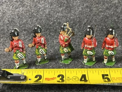 Cherilea Англия свинец шотландские солдаты с волынкой красный зеленый черный - Изображение 1 из 4