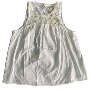 Women's Wide Strap Flowy Boho Sleeveless Blouse~Knox Rose~White - Picture 1 of 7