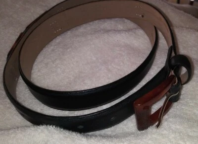 Talbots Belt L Dark Brown Leather Boho Faux Tortoise Shell Buckle & Accents EUC - Image 1 of 4