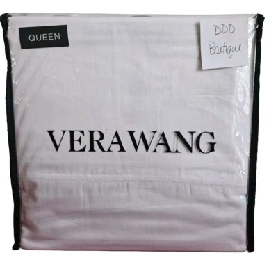 ¡NUEVO! Juego de 4 sábanas Vera Wang Queen blancas lisas 100 % algodón blanco bordado Foto 1 de 4