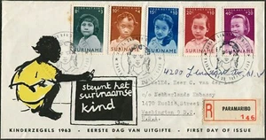 Suriname #B94-B98 Child Welfare FDC 1963 Paramaribo Postmark First Day Cover USA - Picture 1 of 2