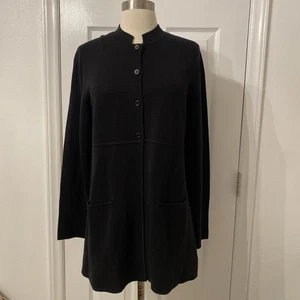 Eileen Fisher Petite 80% Silk/20% Cotton Cardigan Black Size PM - Picture 1 of 9