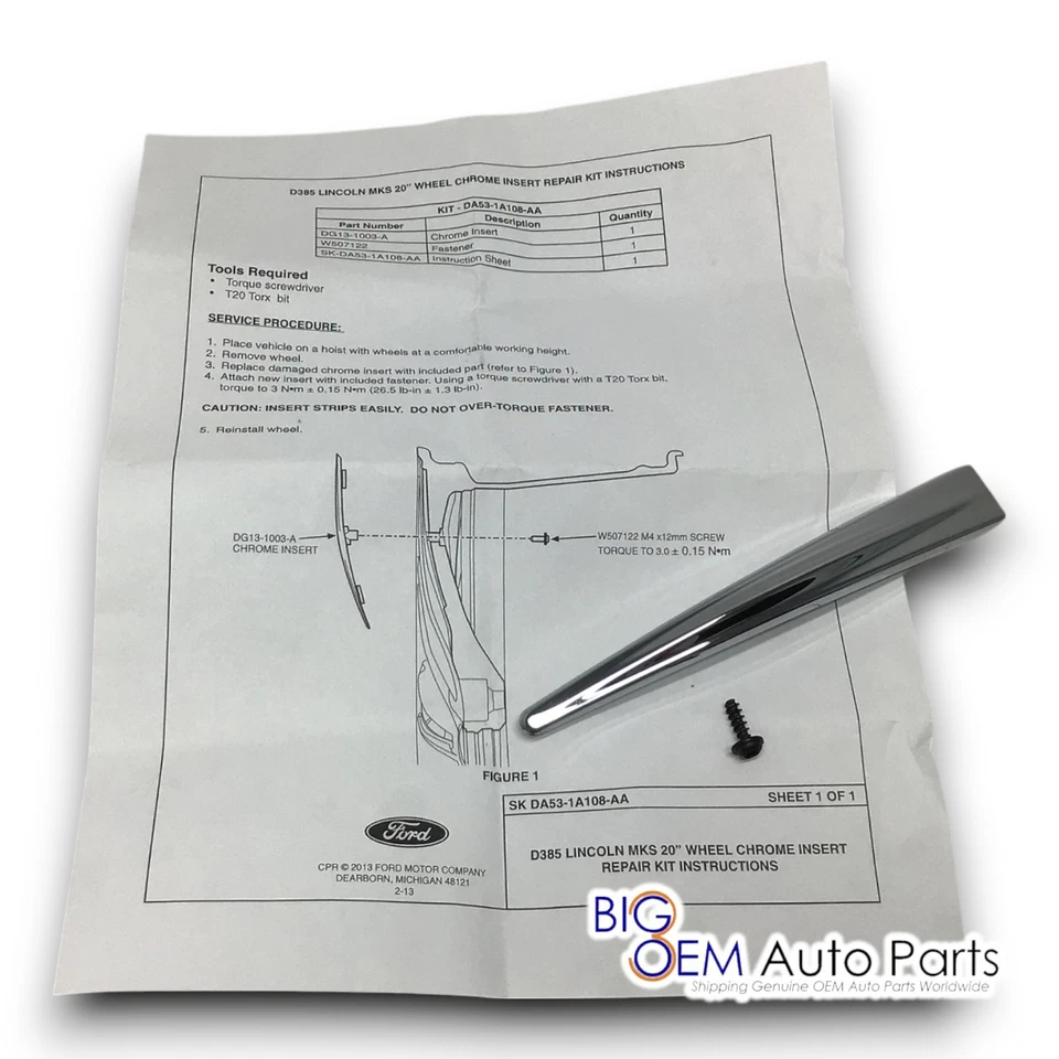 2013 - 2016 Lincoln MKS 20 «колесо хромированная вставка новый OEM DA5Z-1130-A - Изображение 1 из 4