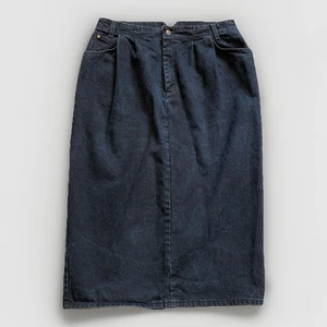 Falda Levis De Colección Años 90 Denim Midi Azul Marino Negra Plisada Para Mujer’s 18 Hecha en EE. UU. Modesta - Imagen 1 de 14