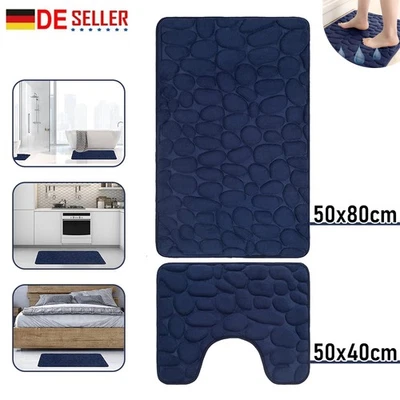 2 Stück rutschfeste Badematten Set Bad-Teppiche weiches WC Badezimmer Teppich DE - Bild 1 von 4