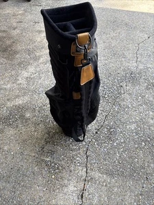 Burton Golf Bag 6 Way Black Brown Leather Trim - Picture 1 of 7